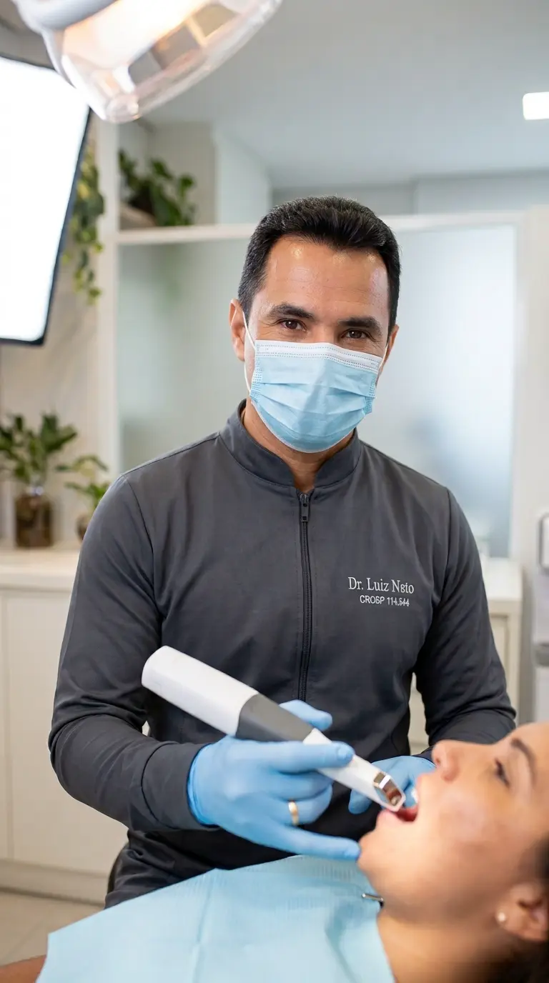 Dr. Luiz Neto utilizando scanner intraoral